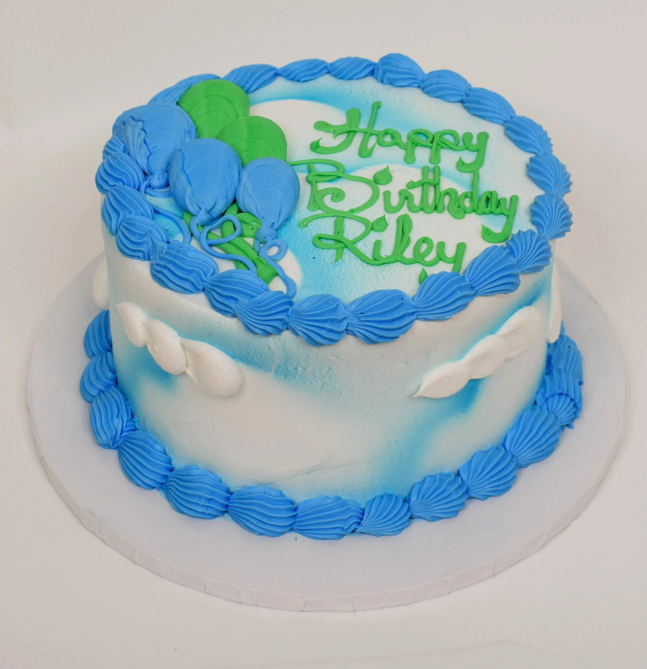 Blue Skys with Clouds and Balloons Cake