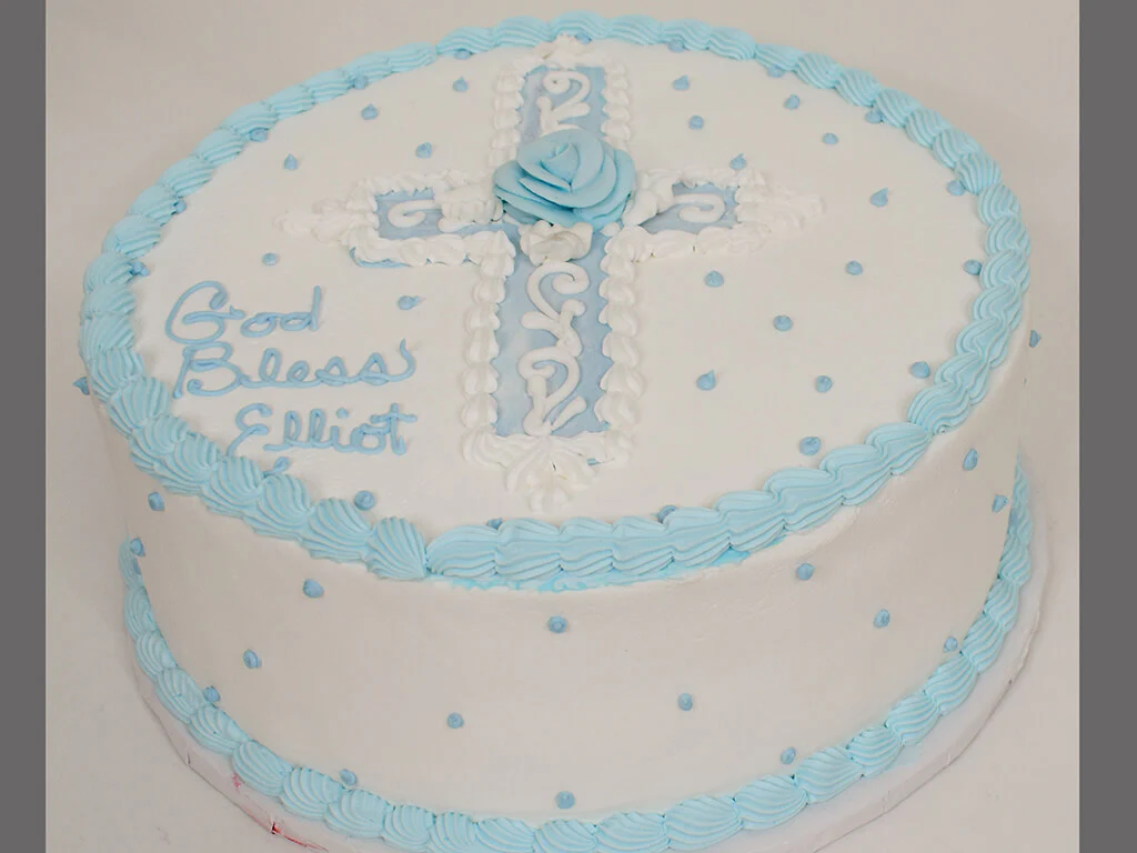 Cross With Rose And Polka Dots Cake