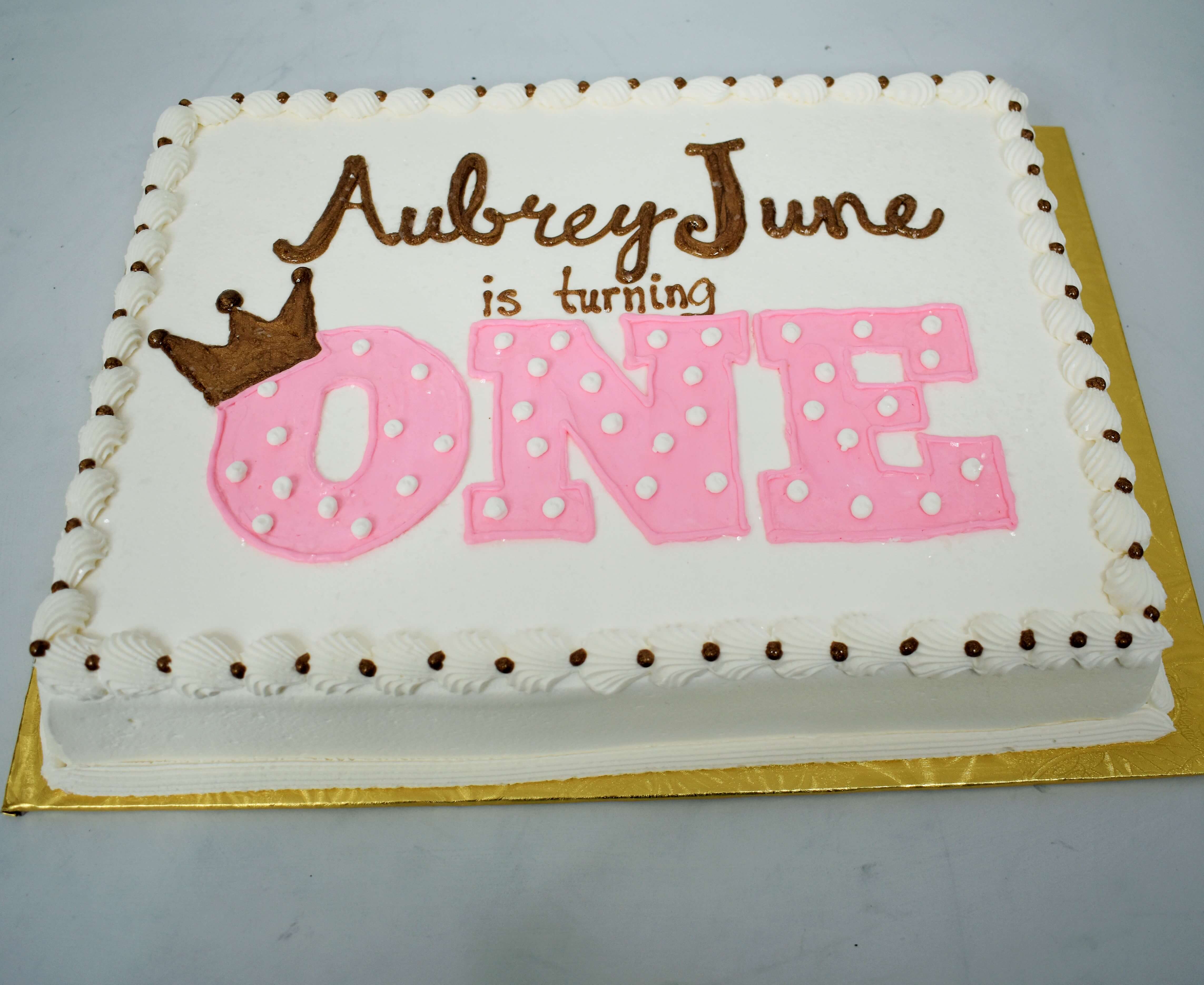 Gold And Pink 1st Birthday Cake