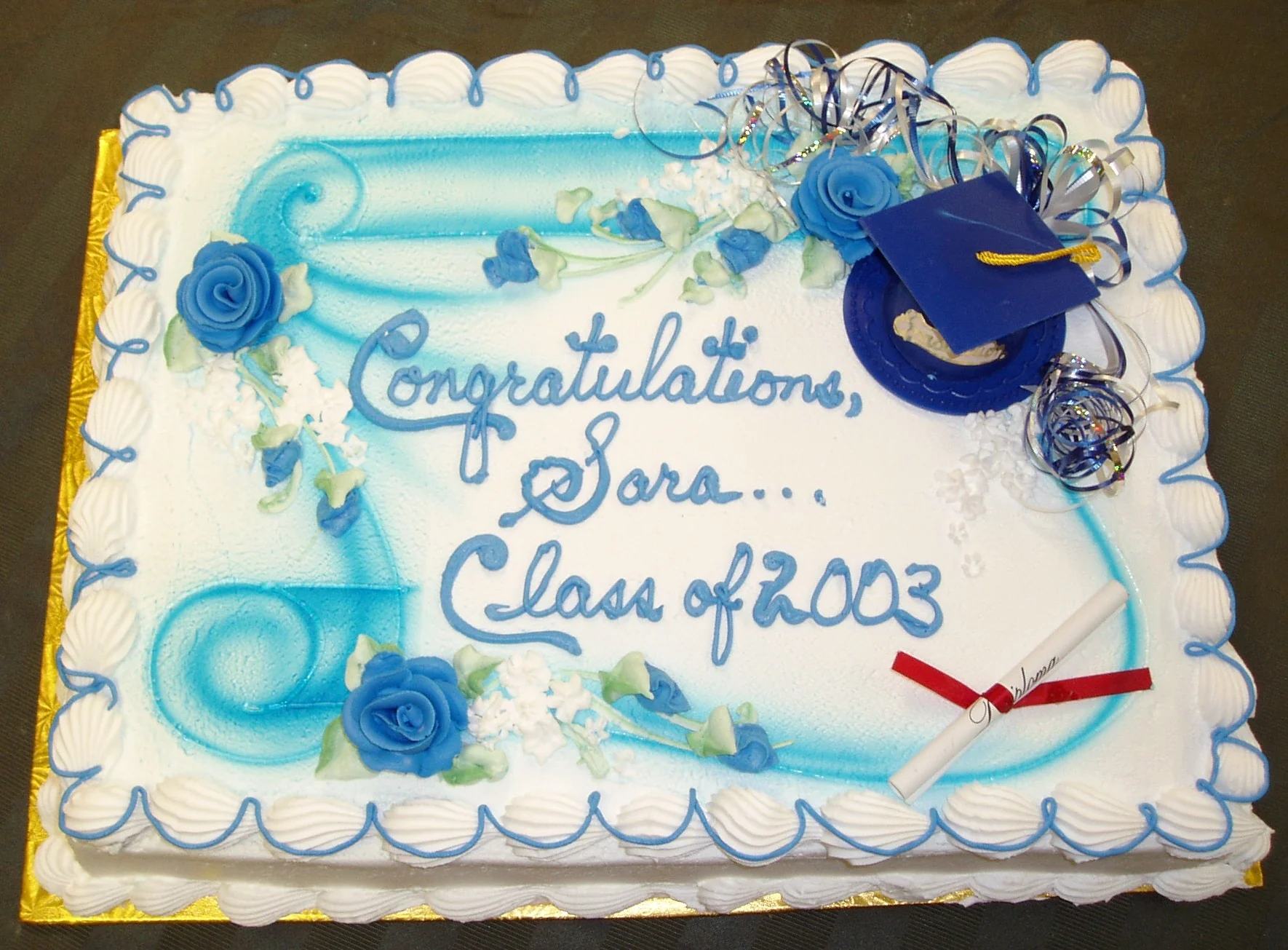 Large Scroll with Graduation Cap Cake