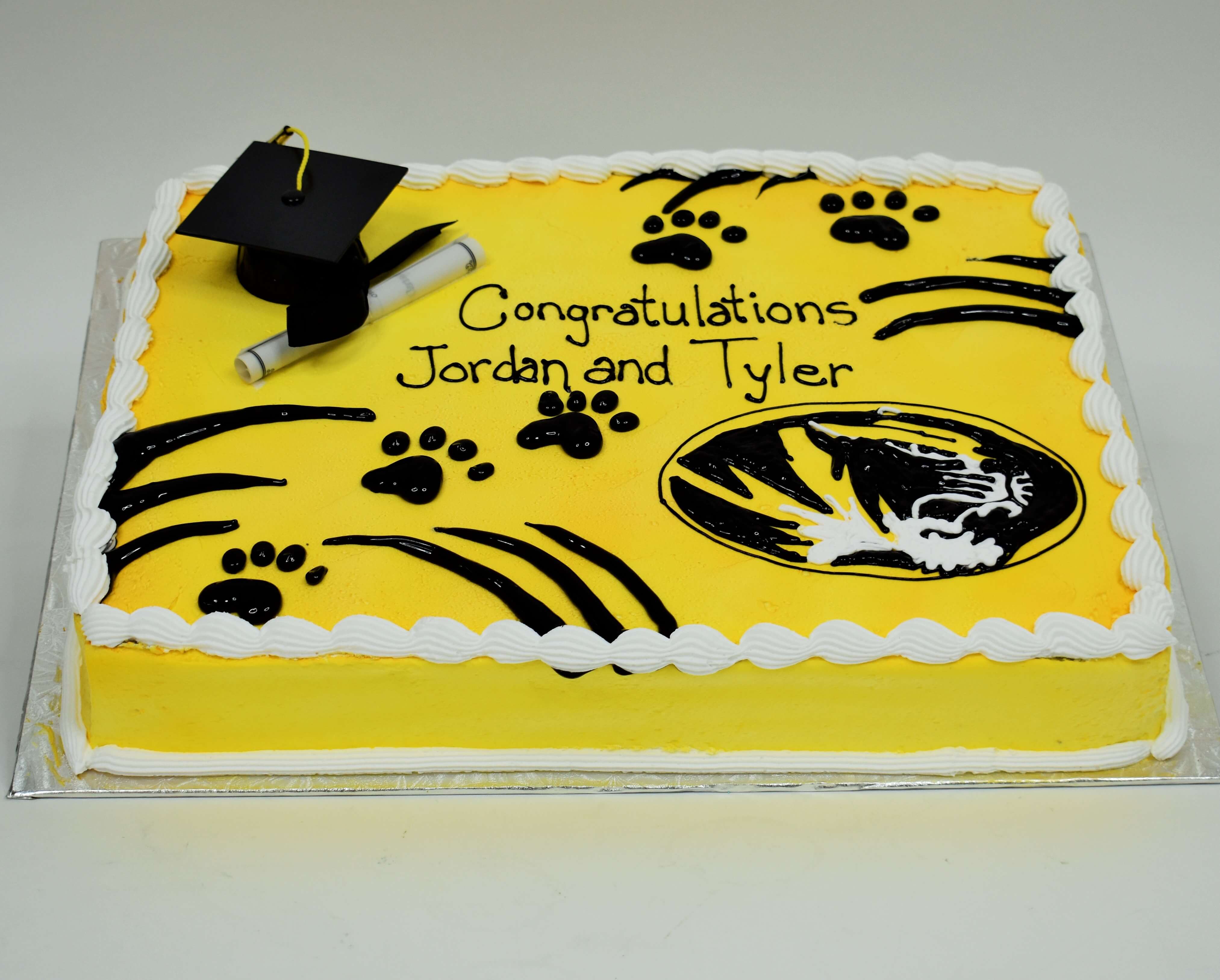 Mizzou Tiger and Paws Graduation Cake