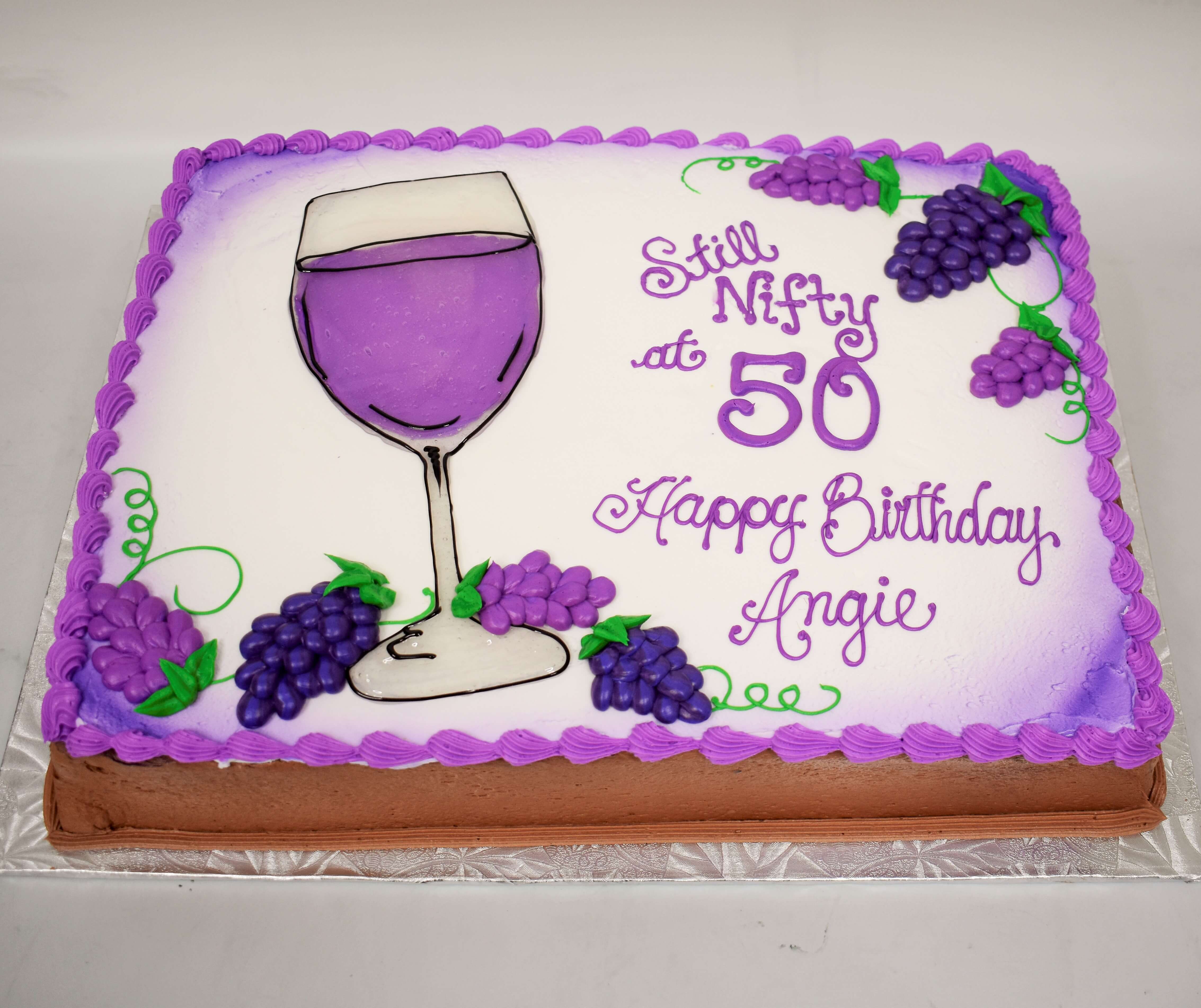 Nifty At 50 Wine And Grapes Cake