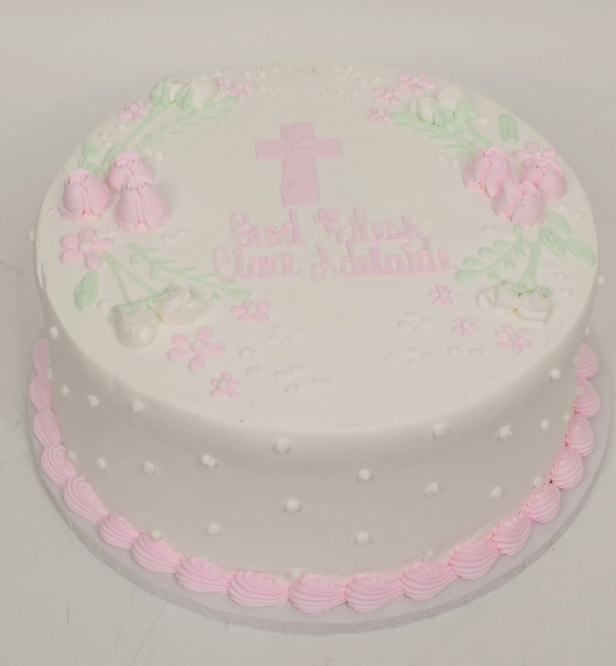 Pink Cross and Rose Cake